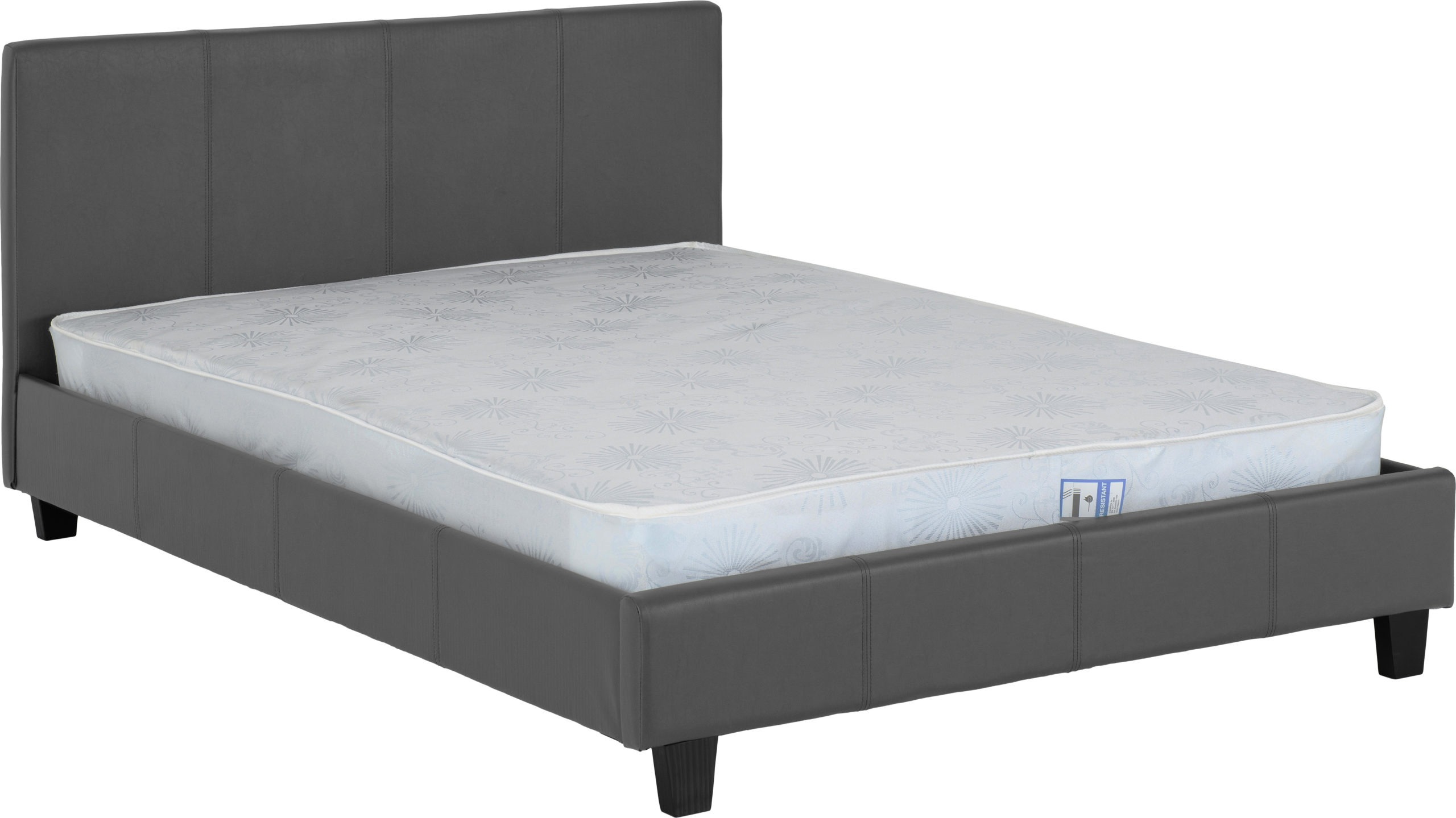 Prado 4' Bed In Black, Grey or Brown Faux Leather - Click Image to Close
